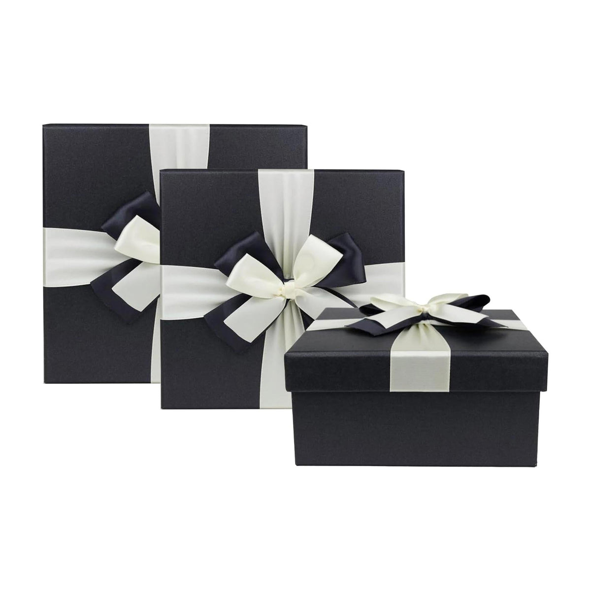 Luxury Black Square Gift Boxes with Satin Bow