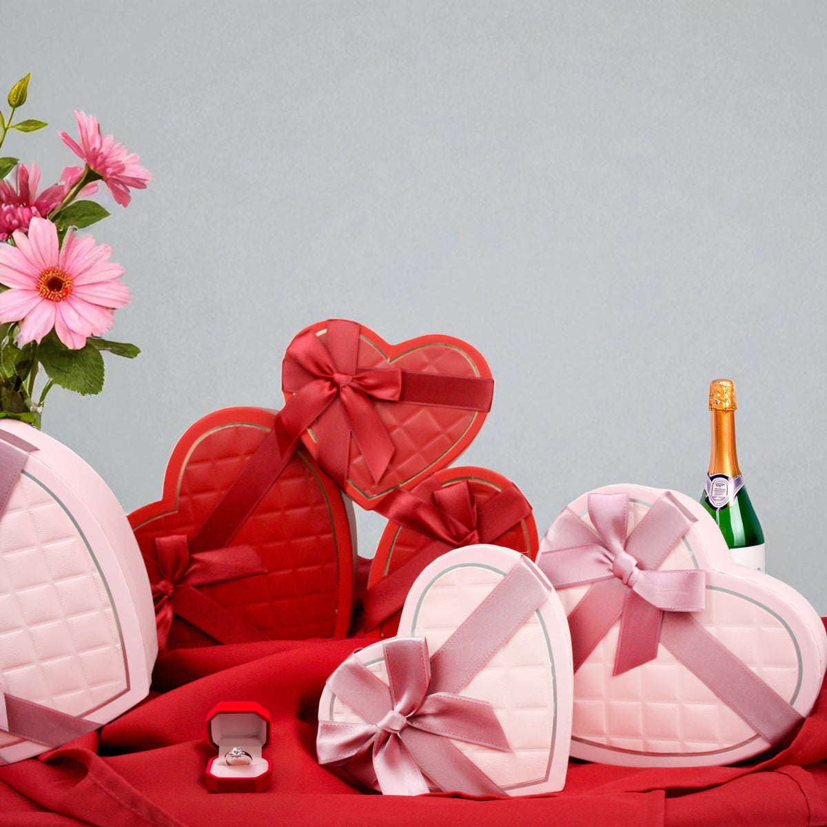 Luxury Heart Shaped Gift Boxes - Set of 3 (Colors Available)
