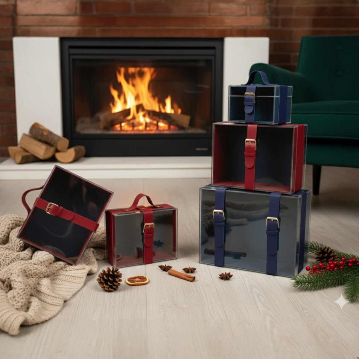 Acrylic Gift Boxes With Buckle Design - Set of 3 (Sizes Available)