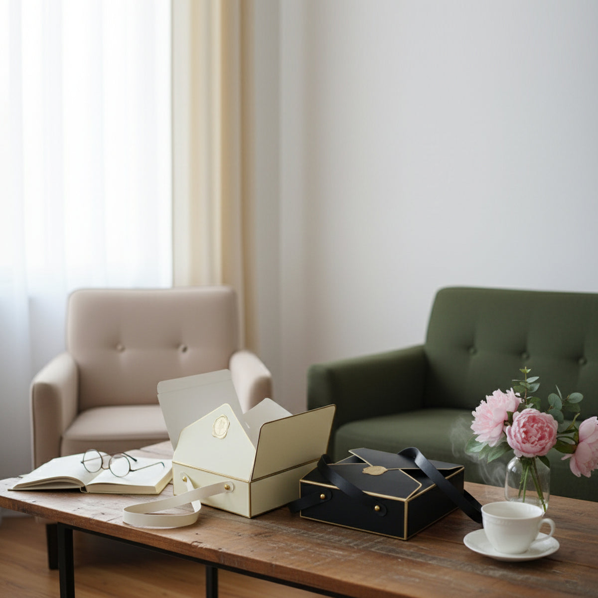 Luxury Gift Box With Handles - Pack of 12 (Colors Available)