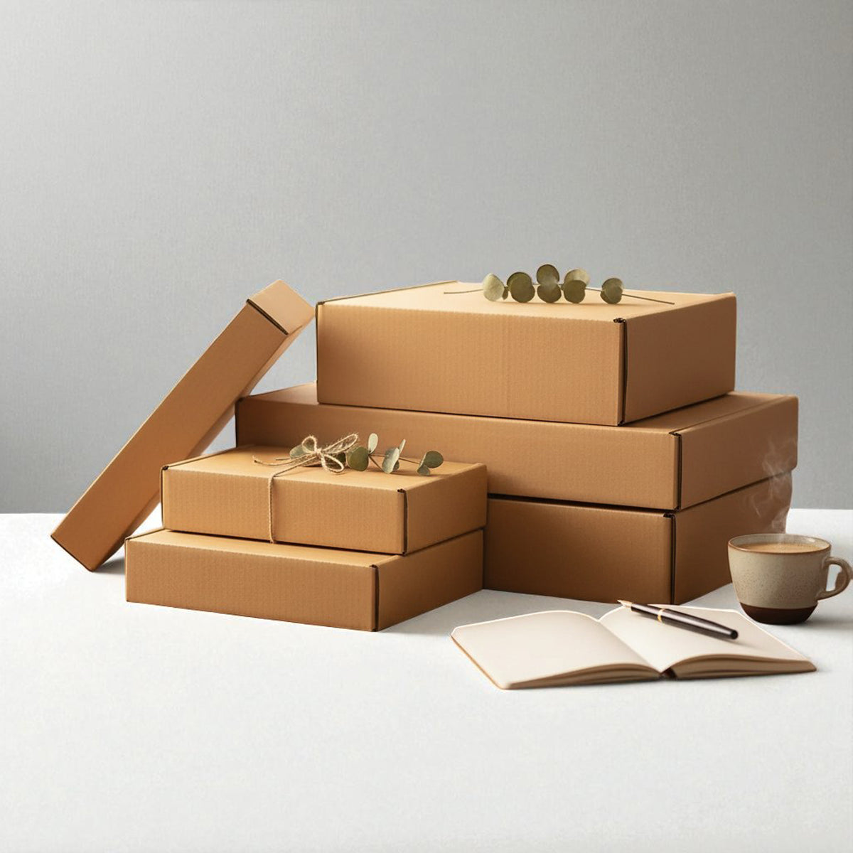 Kraft Corrugated Mailer Cardboard Boxes Pack of 12 (Sizes Available)