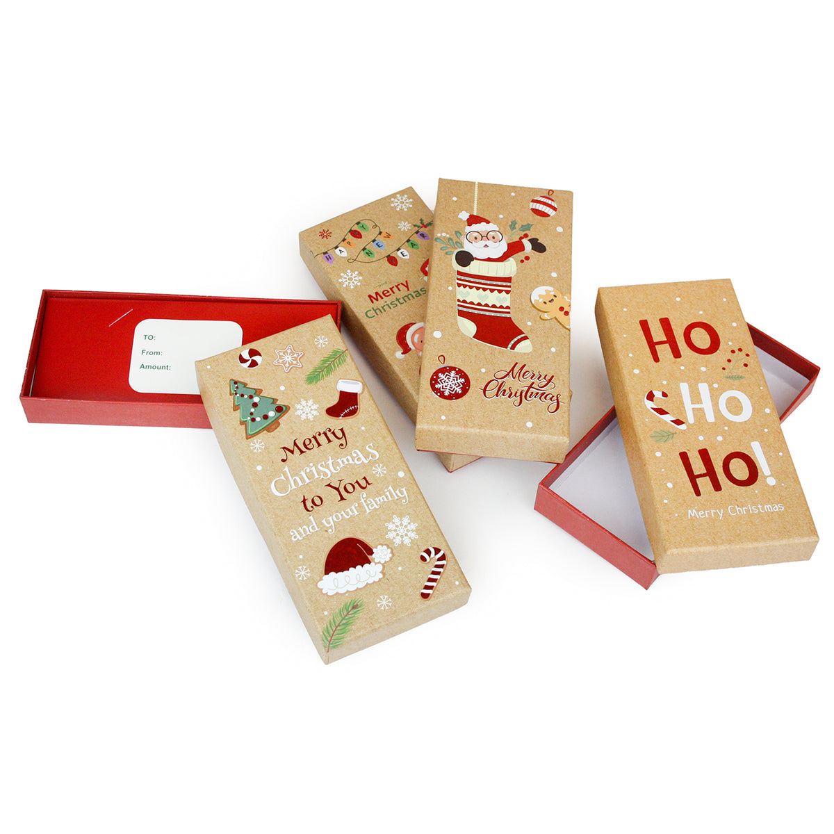 Festive Christmas Gift Card Boxes Pack of 4