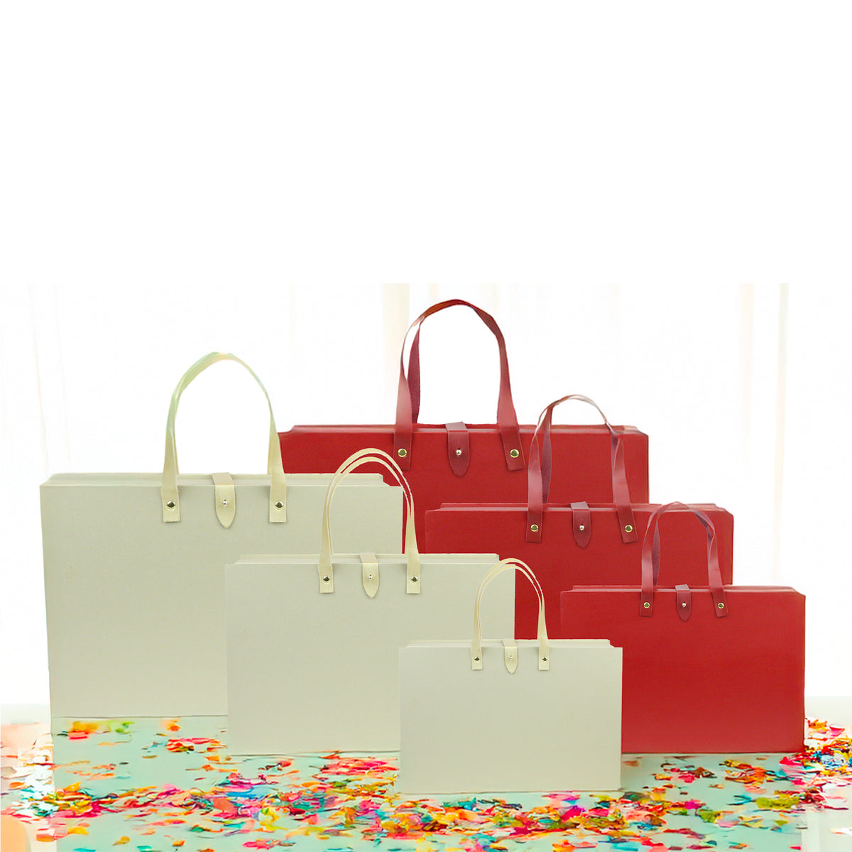 Bag Style Boxes with Carry Handle - Set of 3 (Colors Available)