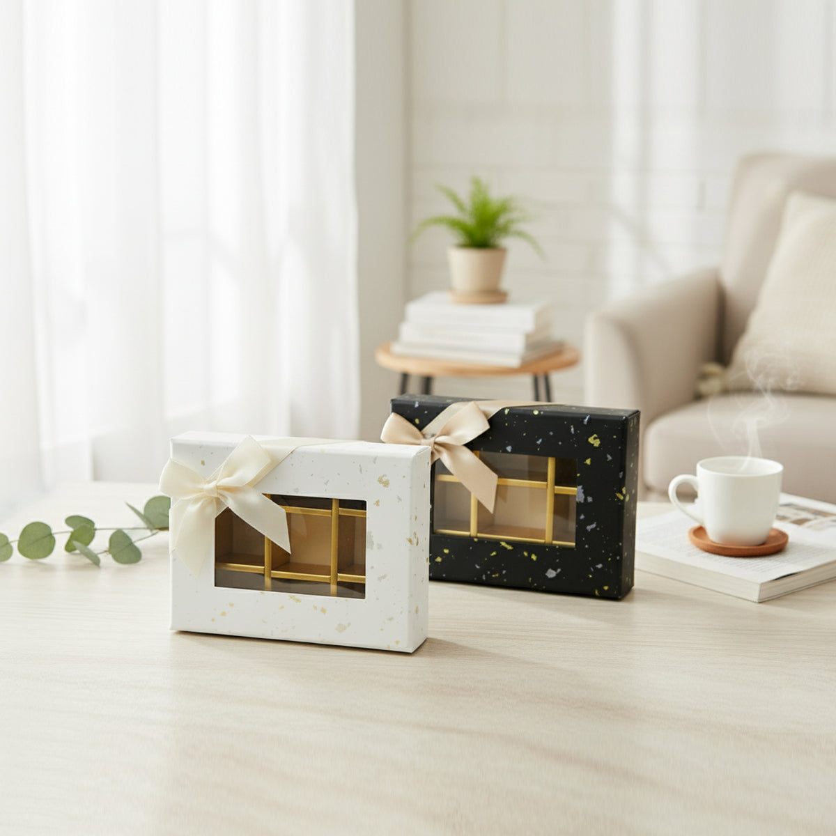 Splash Design Gift Box with Display Window - 6 compartments (Colors Available)