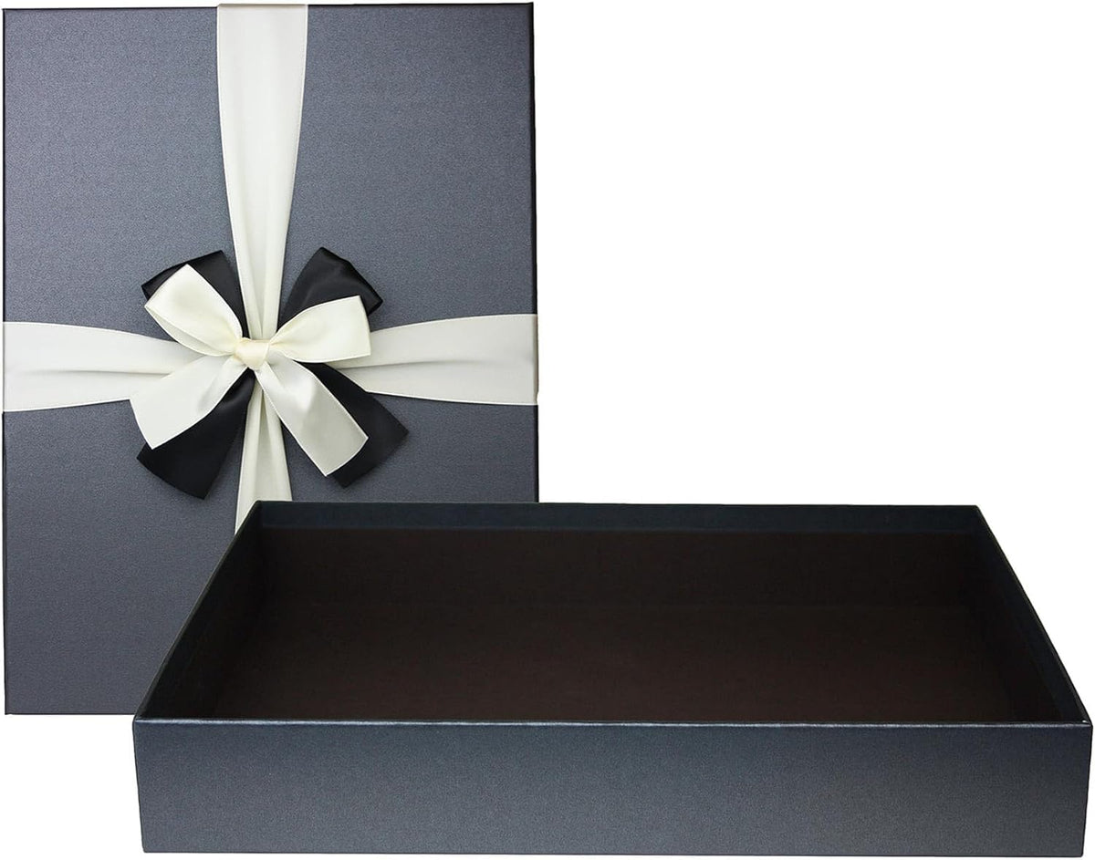 Luxury Rigid Black Gift Box with Bow Ribbon - Single