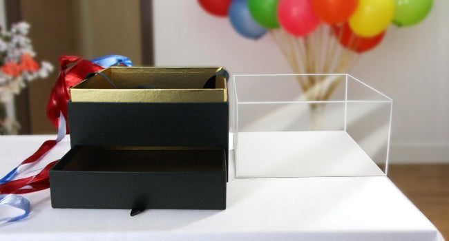 Emartbuy Gift Box With Clear Window – White Box Ivory Satin Ribbon – Pack Of 12 – Size