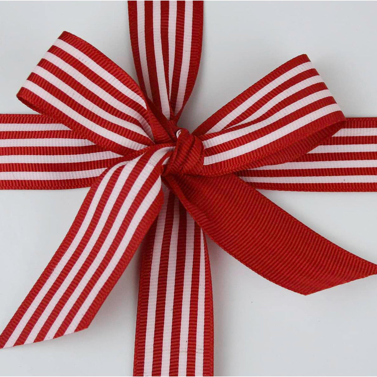 Red White Stripes Textured Fabric Grosgrain Ribbon Roll