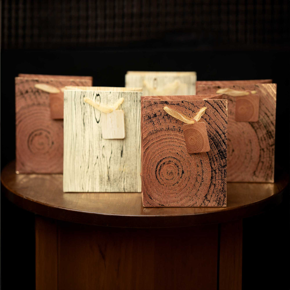 Rustic Wood Grain Gift Bags - - Set Of 4 Assorted Colours (Sizes Available)