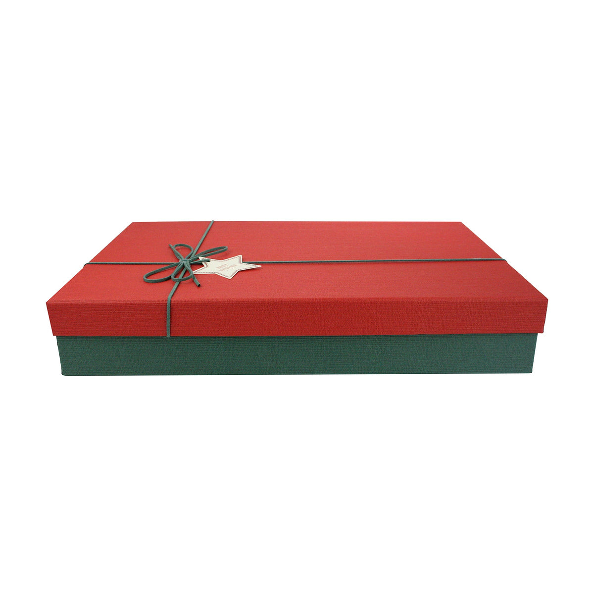 Rectangle gift box in green with red lid 