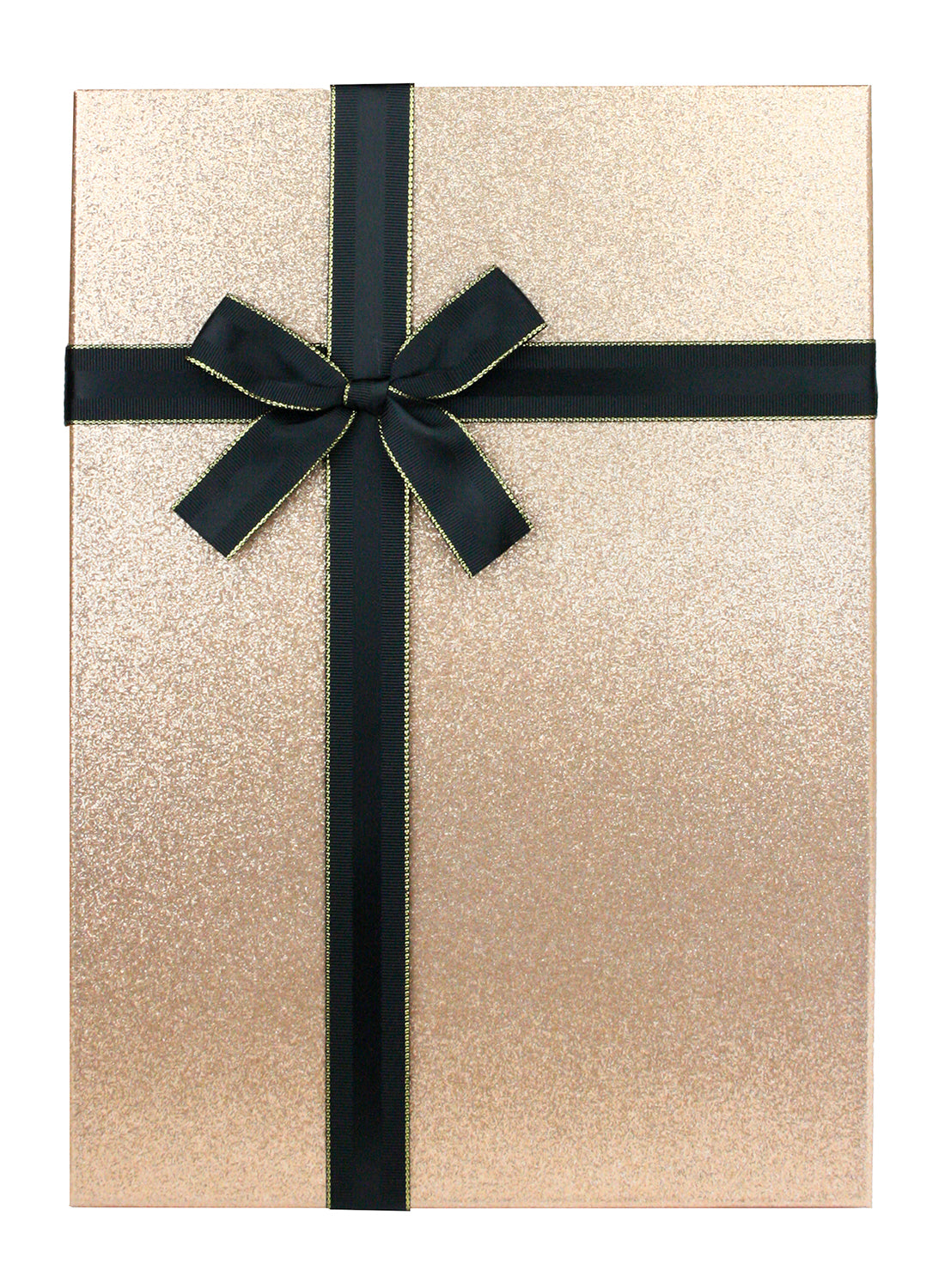 gold glitter lid containing a wrapped gift