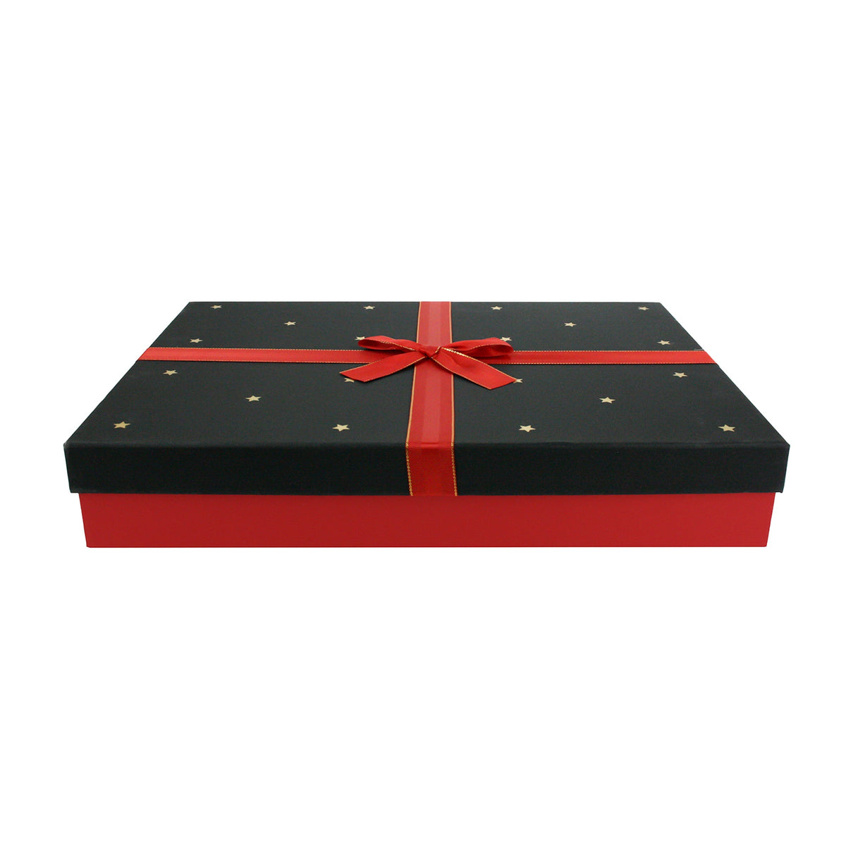 Luxury Red Black Gift Box with Stars and Ribbon