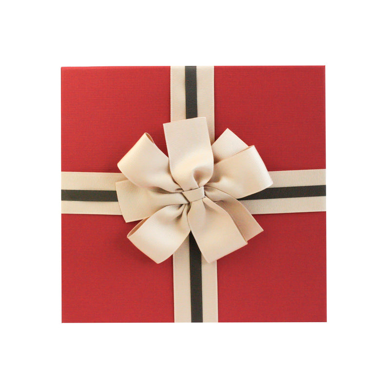 Sophisticated gift boxes with brown striped bows