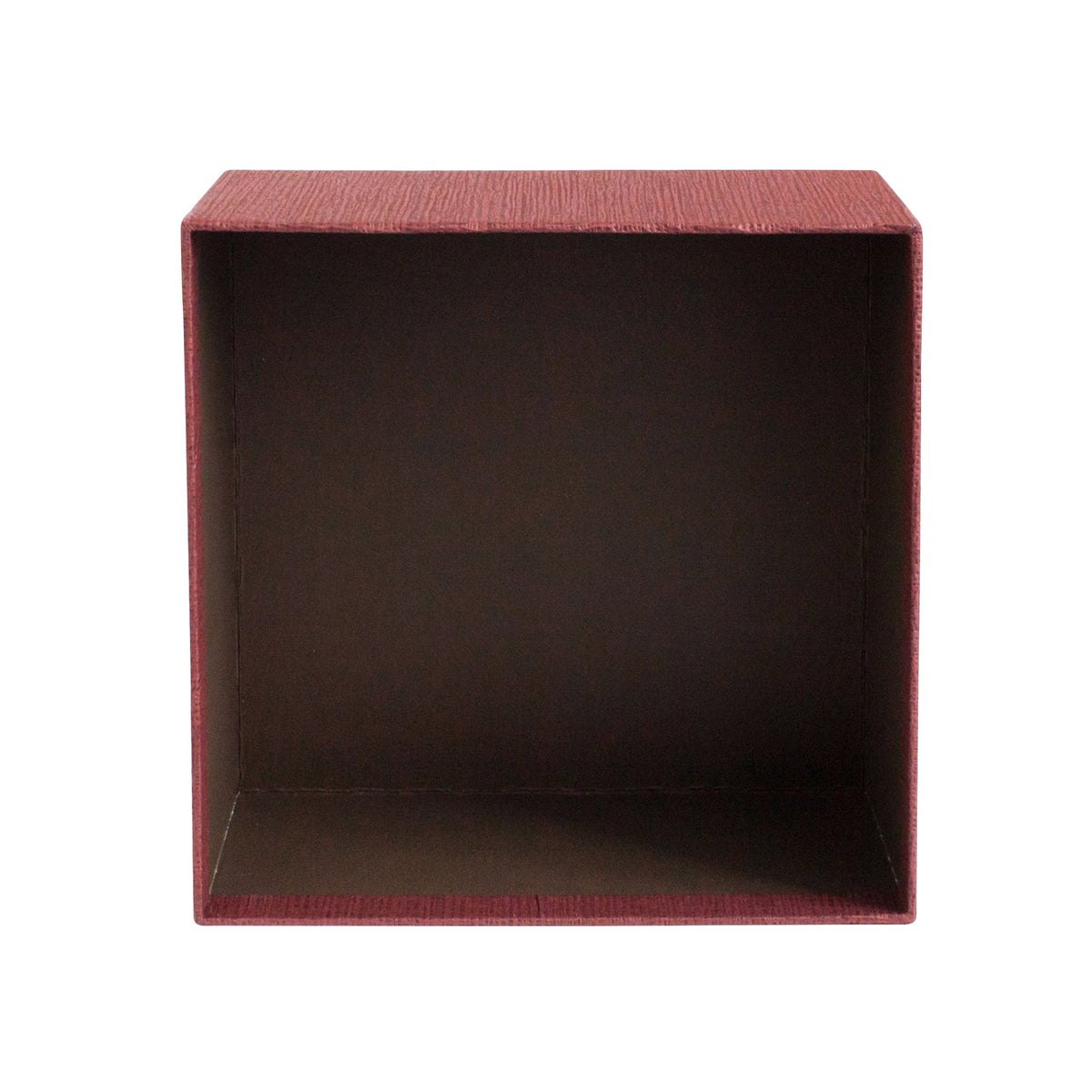 Durable preassembled gift box in burgundy and cream