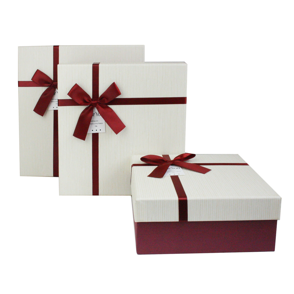 Luxury Burgundy/Cream Gift Boxes with Satin Ribbon