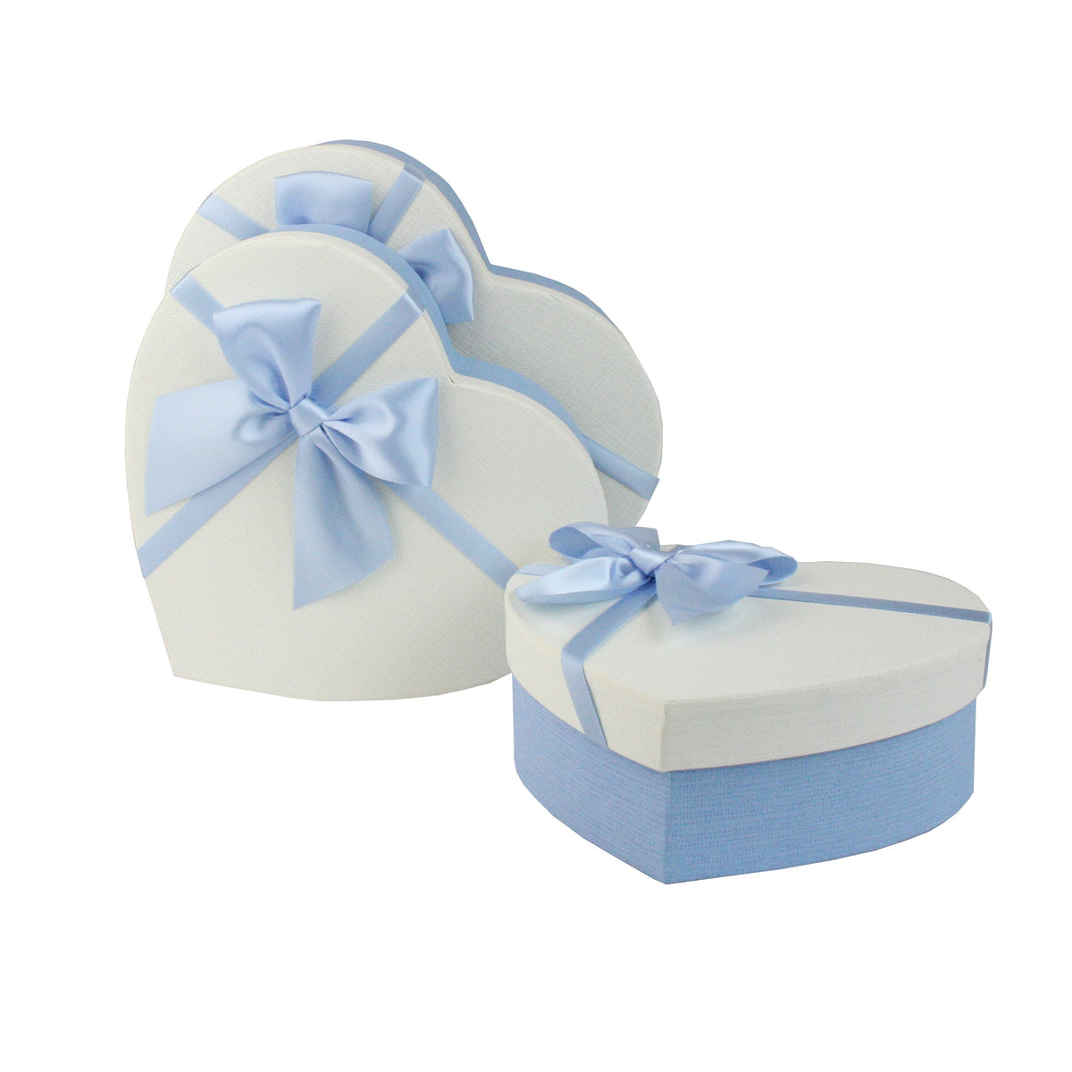 Heart shaped blue and white gift boxes set of 3