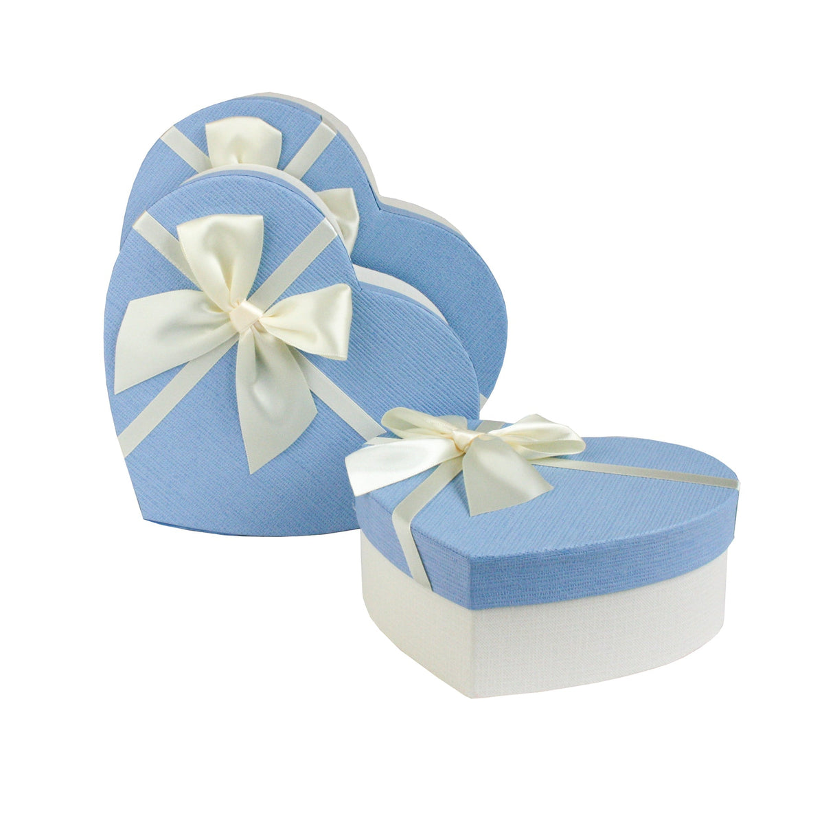 Heart shaped white and blue gift boxes