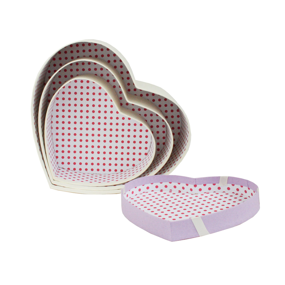 Set of 3 nested luxury gift boxes in heart shape