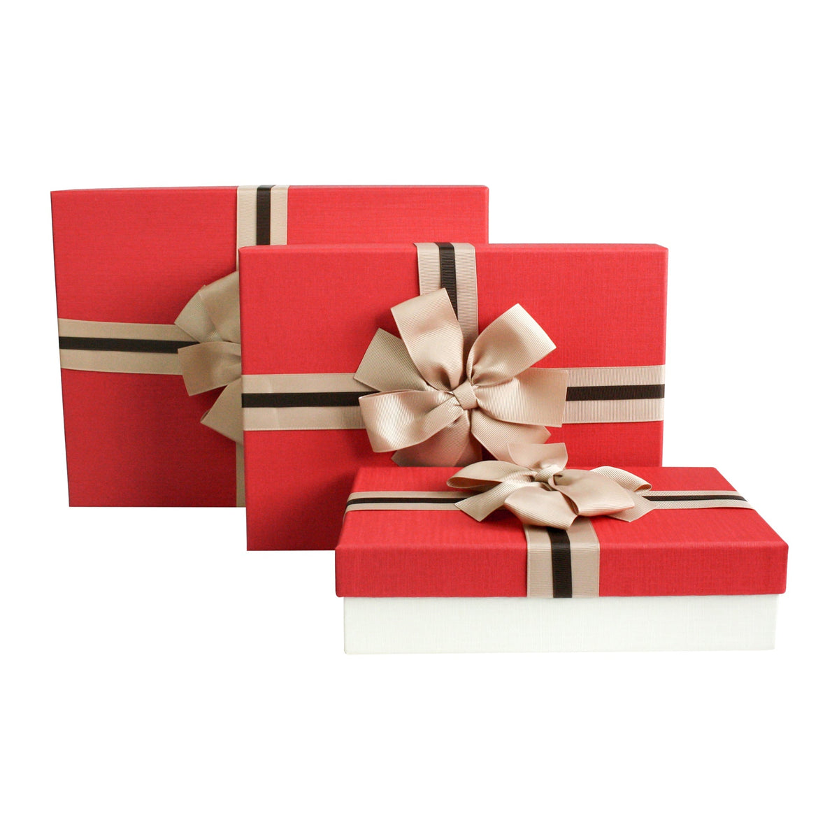 Three-piece gift box set in cream and red