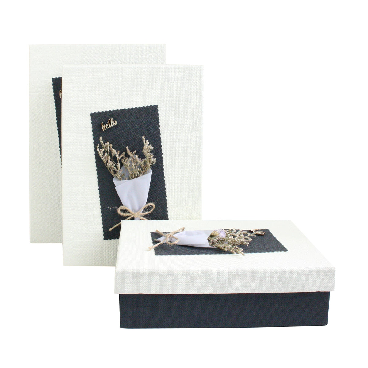 White Bouquet Gift Boxes - Set of 3