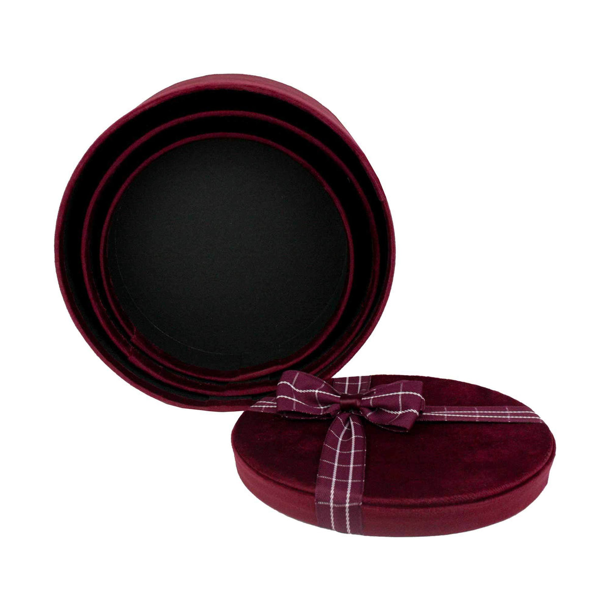 Emartbuy Set of 3 Velvet Gift Boxes with Bow