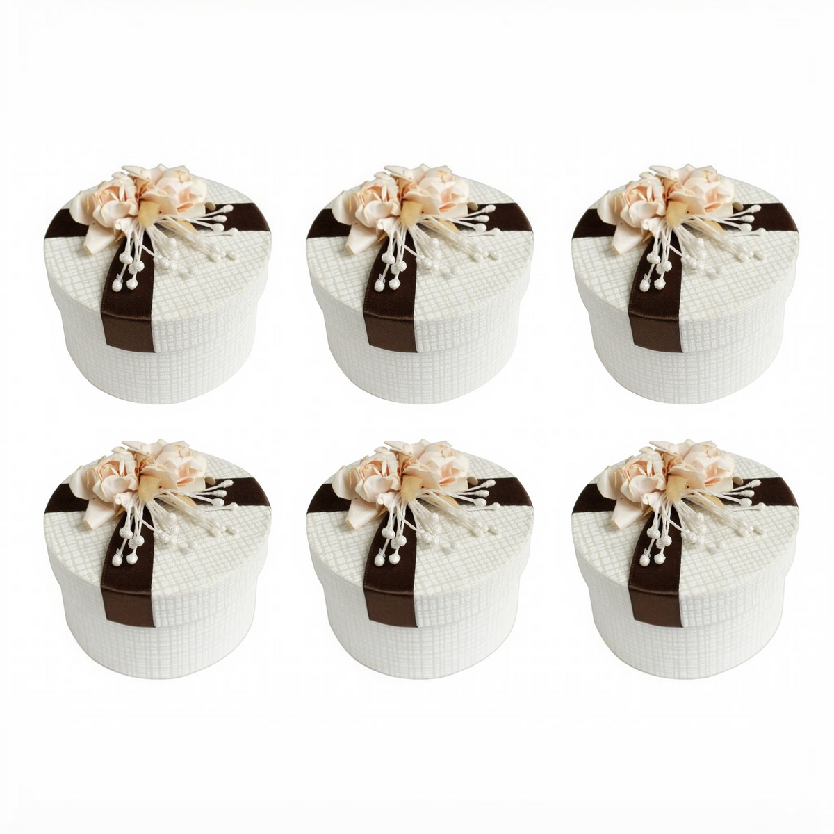 Luxury Round Shaped Cream Box with Flower Decoration - Pack of 24