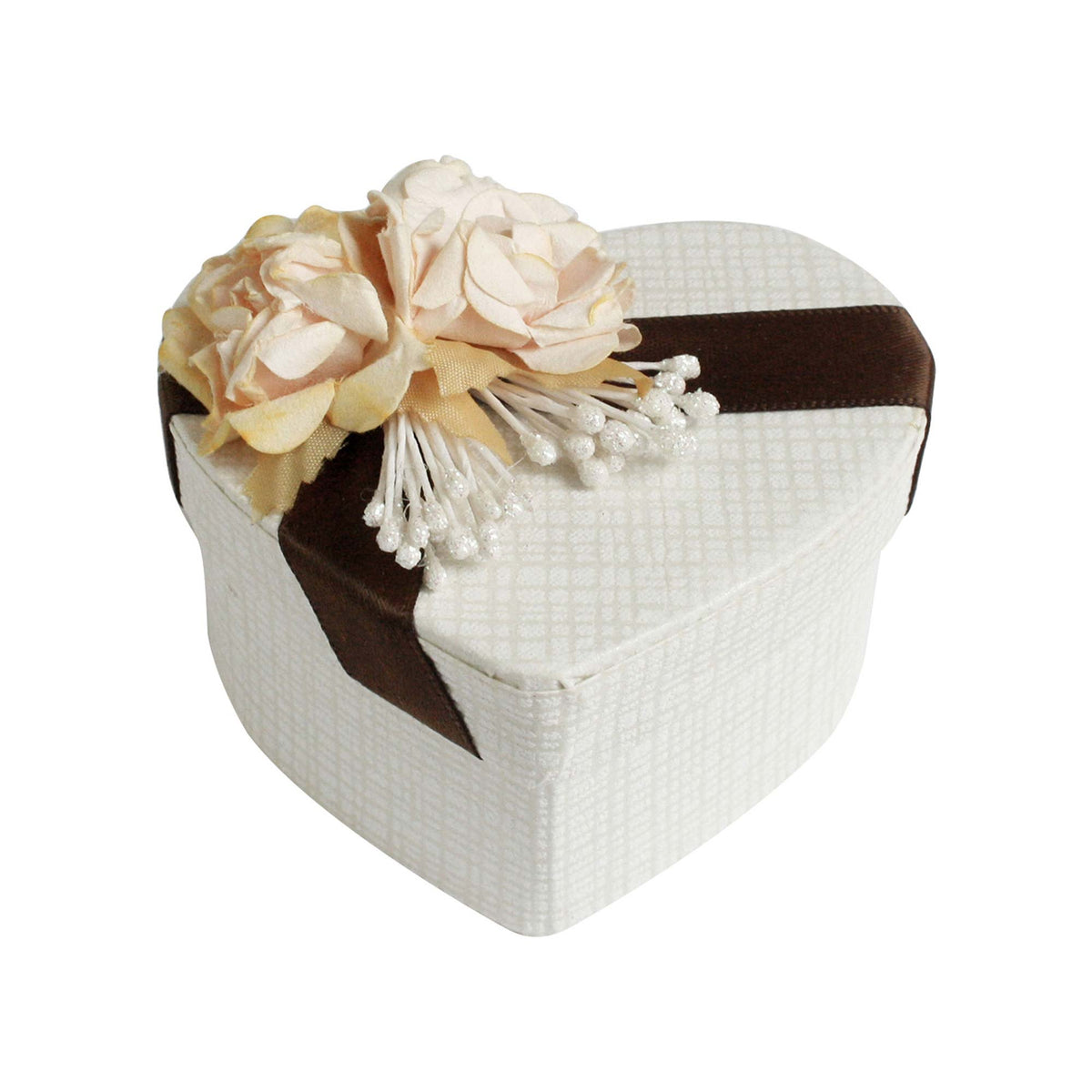 Luxury Heart Shaped Cream Box with Flower Decoration