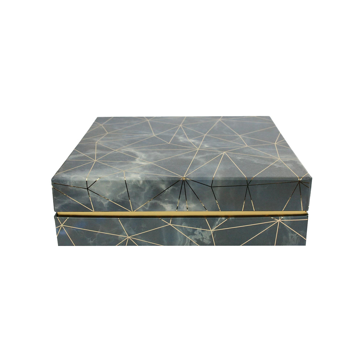 Chic Blue/Grey Geometric Marble Gift Boxes with Gold Accents - Single (Sizes Available)