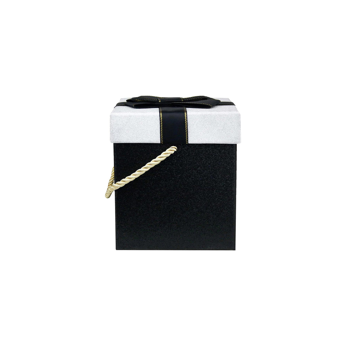 Black and silver square cardboard gift boxes with nesting design