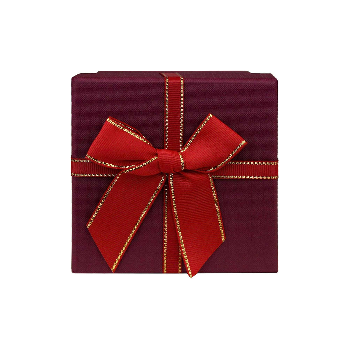 Square Gift Box, Red with Satin Ribbon