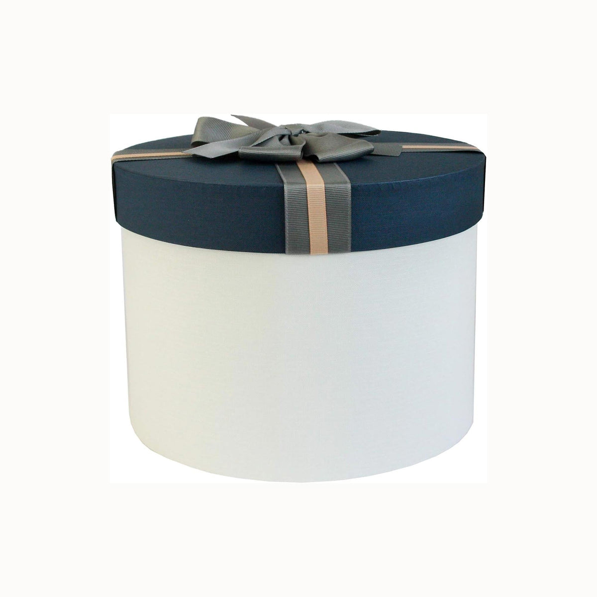 Luxury white gift box with blue lid for weddings, birthdays.