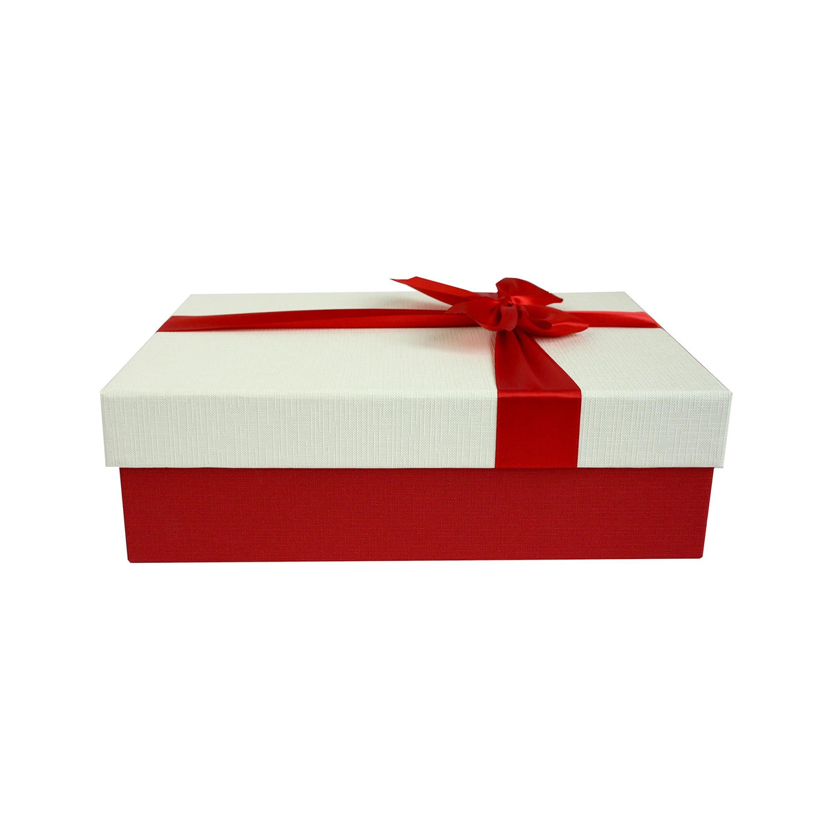 White Gift Box with Red Satin Ribbon