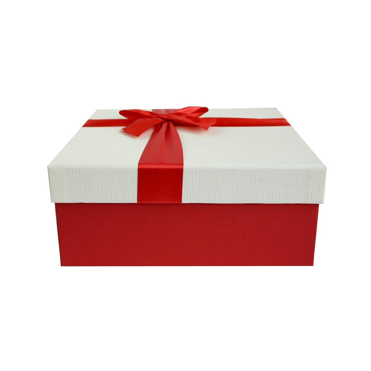 White Gift Box with Red Satin Ribbon