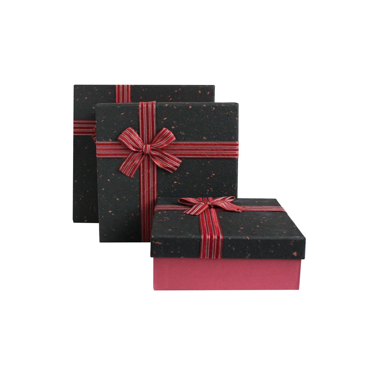 Set Of 3 Burgundy gift box set with black lid