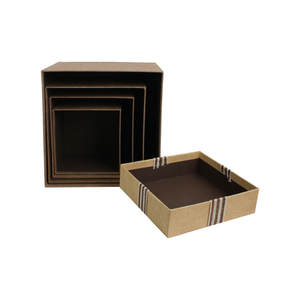 Set of 4 Brown box with lid