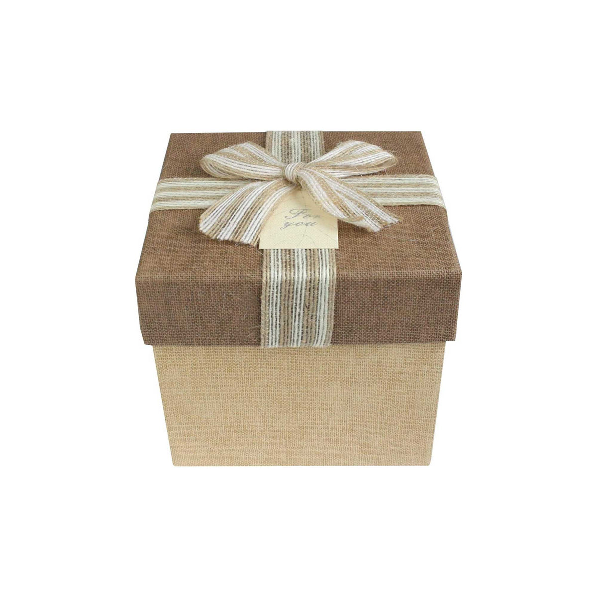 Dark brown Emartbuy gift box with two-tone jute ribbon