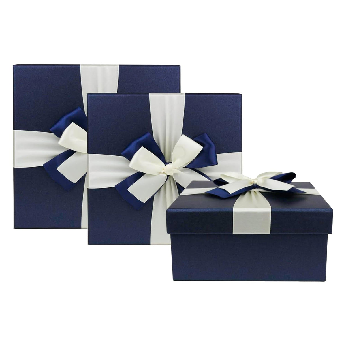 Luxury Blue Gift Boxes with Satin Ribbon