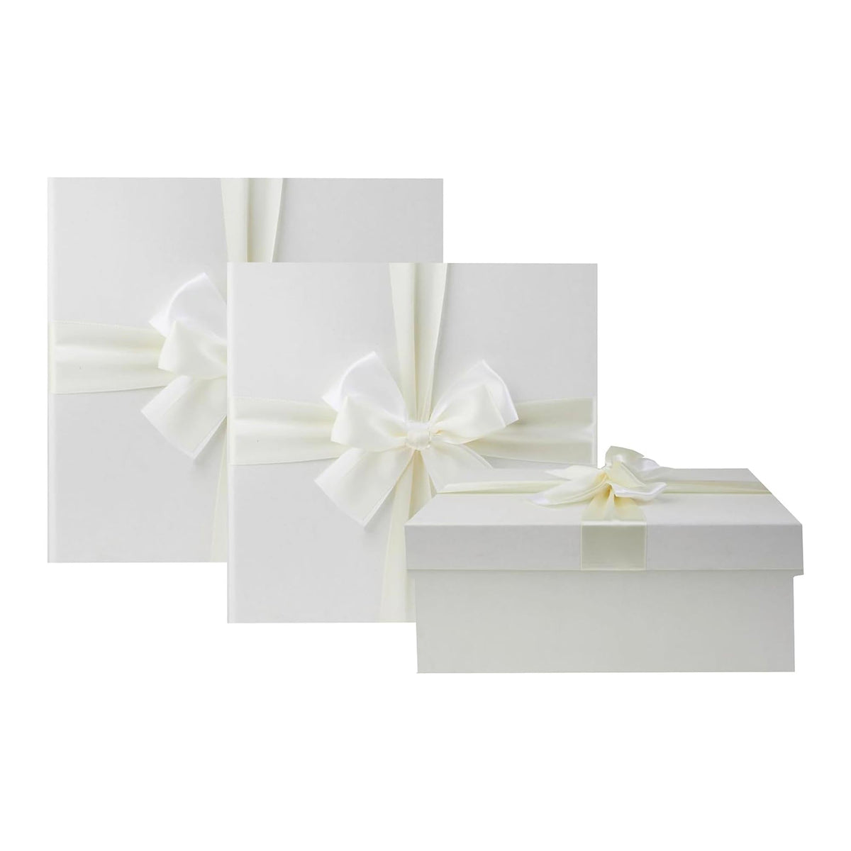 Luxury Ivory Gift Boxes Set of 3 with Satin Ribbon