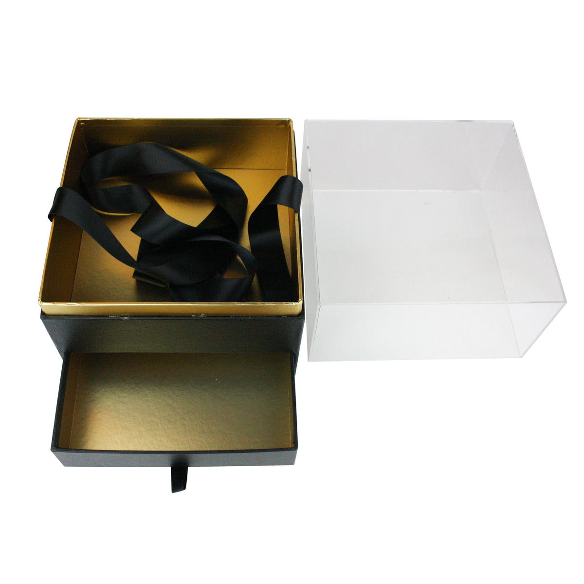 Black and Gold Acrylic Party Favor Box