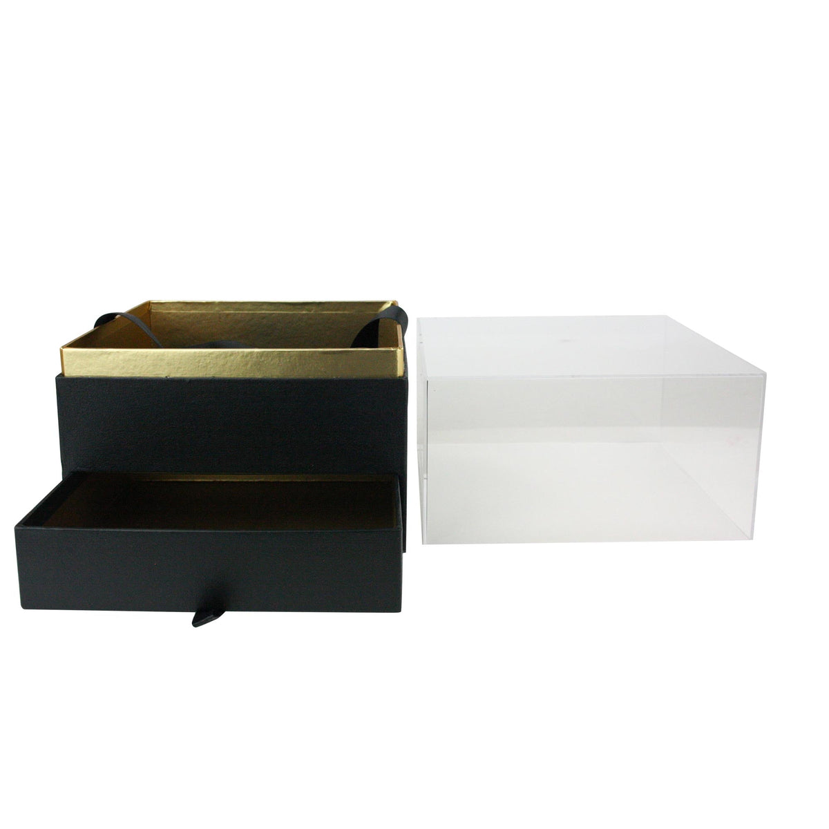 Black and Gold Acrylic Party Favor Box Open