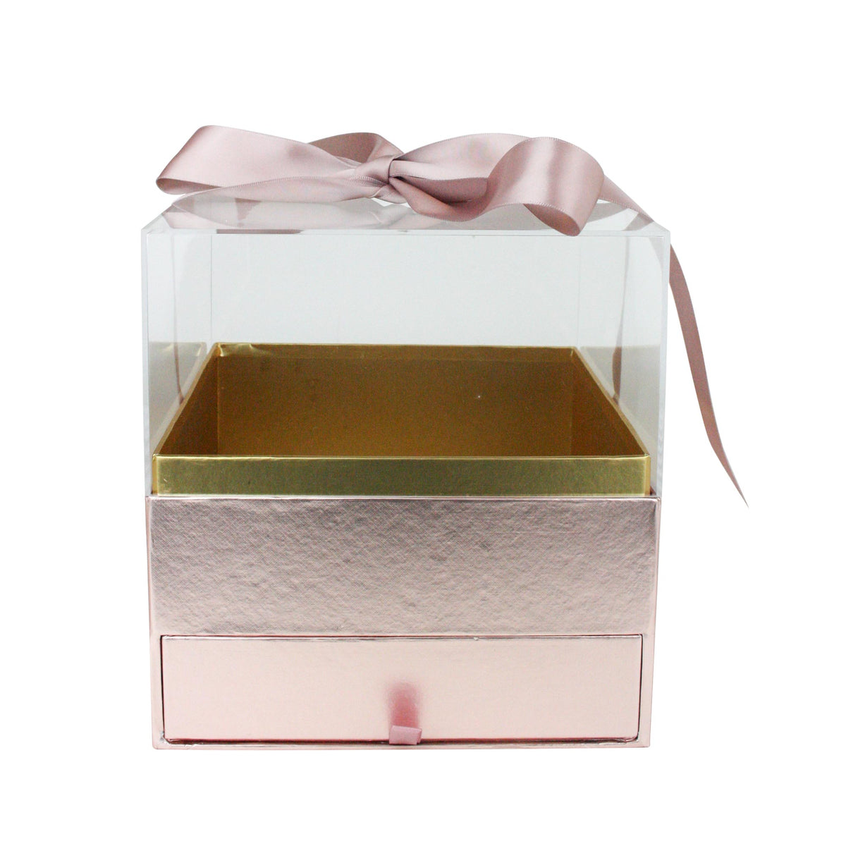 Pink and Gold Acrylic Gift Box with Drawer