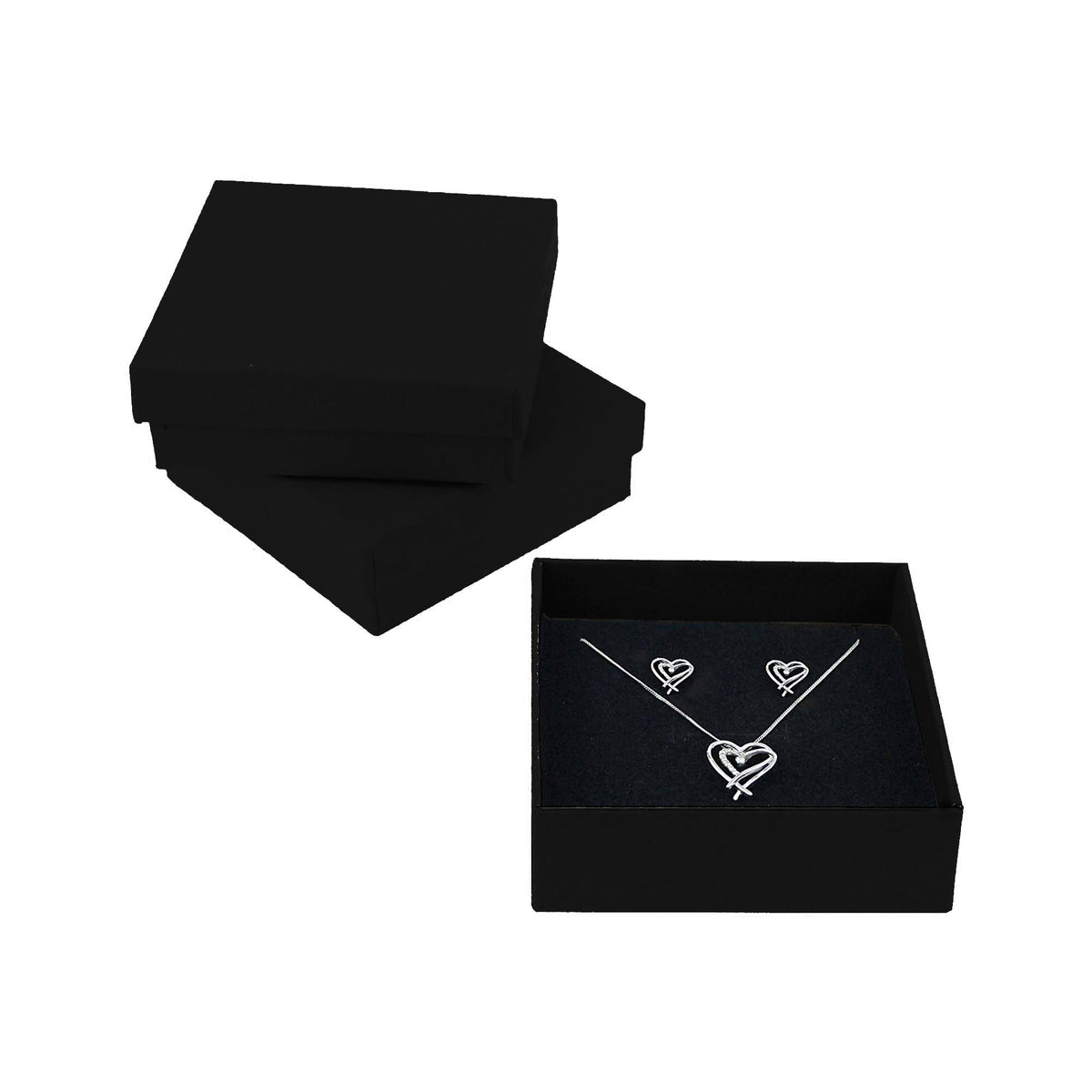 black jewelry gift box with necklace placed inside