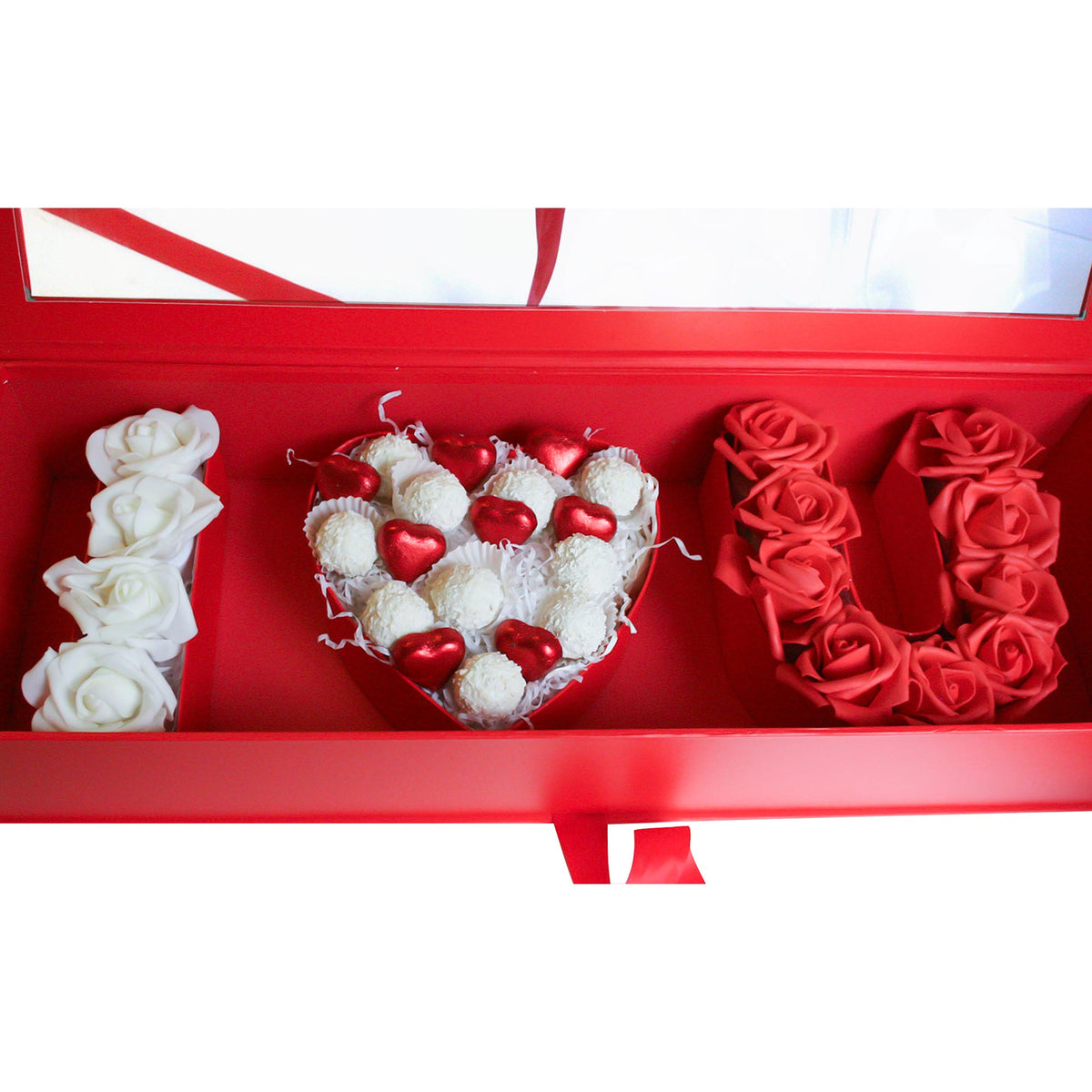 Large Red Gift Box - "I Love U" Design