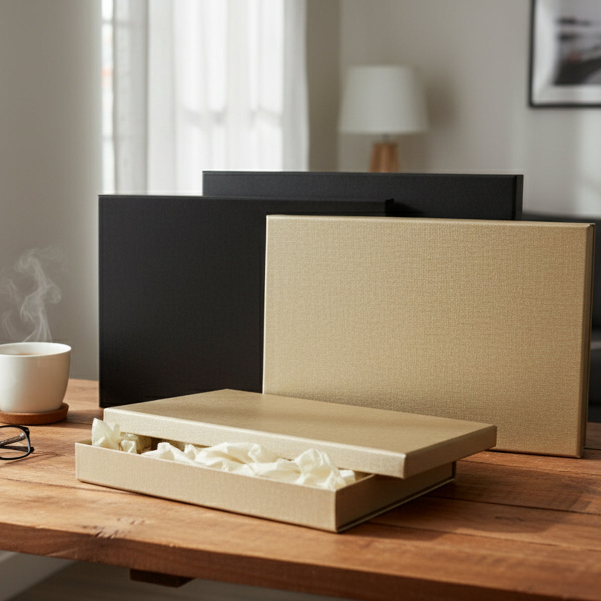 Plain Textured Gift Boxes - Set of 4 (Colors Available)