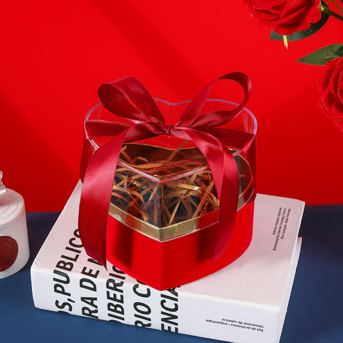 Acrylic Heart Gift Box With Clear Lid - Single