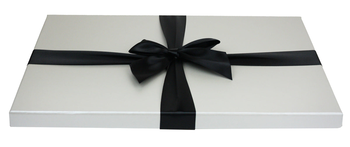 Black Silver Slim Gift Box With Ribbon - Single