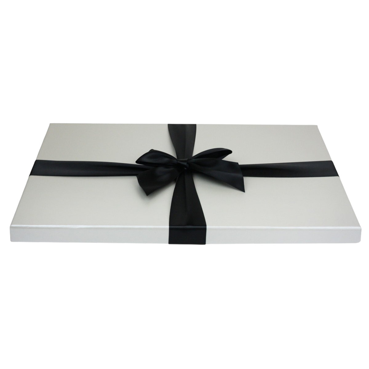 Black Silver Slim Gift Box With Ribbon - Single