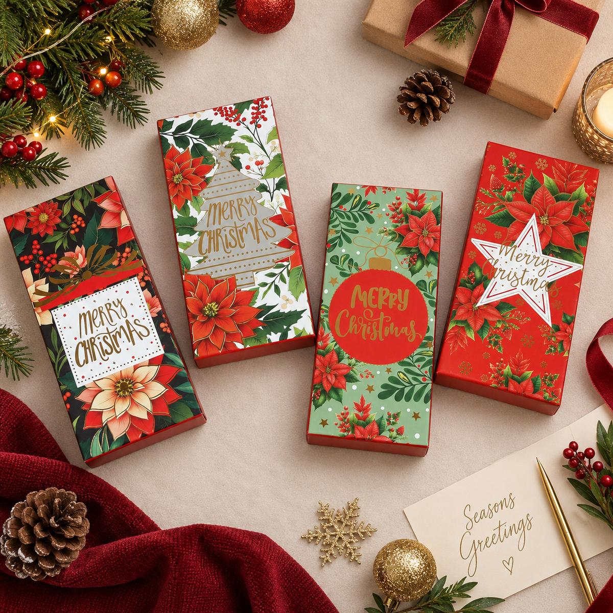 Christmas Money Gift Boxes, Set Of 4, ( Available in Four Festive Designs)