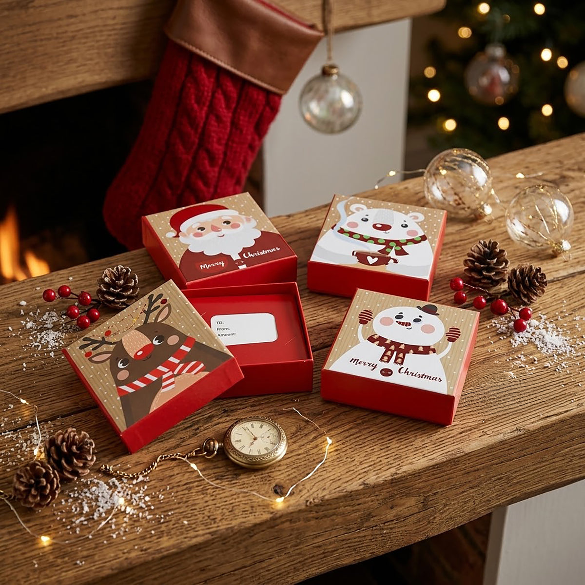 Christmas Money Gift Boxes, Set Of 4, ( Available in Four Festive Designs)