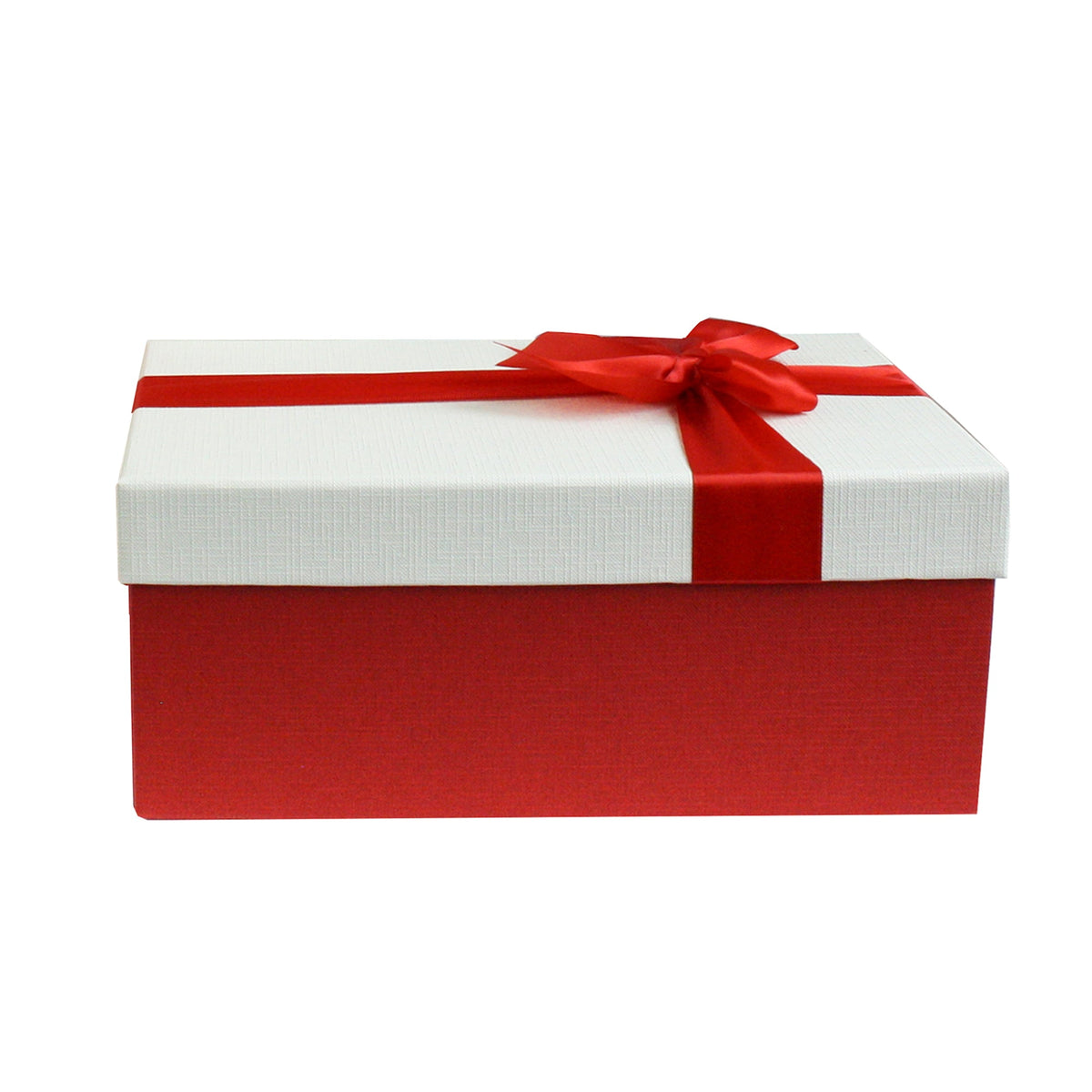 Premium White Gift Box with Red Decorative Bow