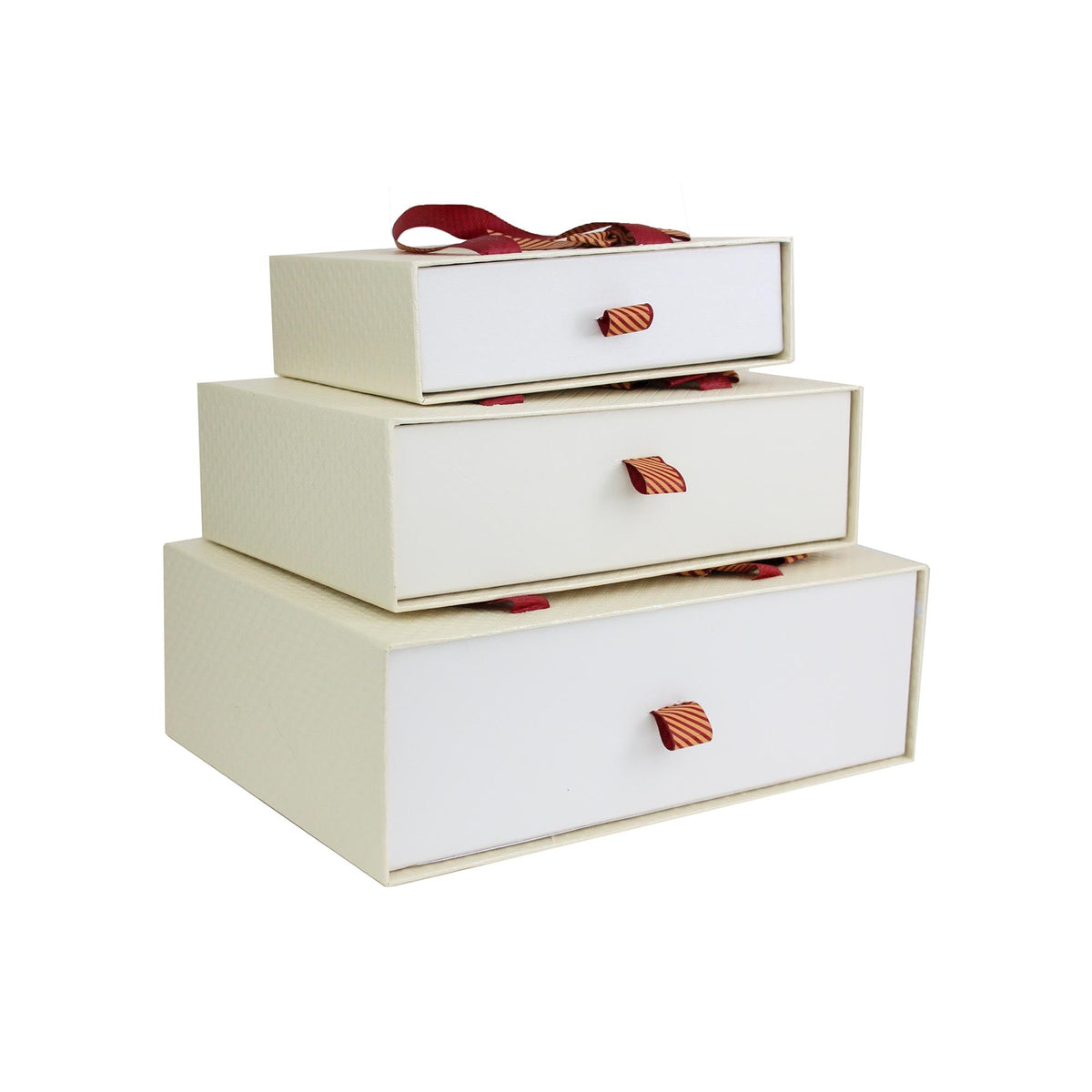 Luxury Cream Textured Drawer Gift Boxes - Set of 3